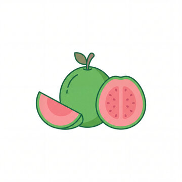 Minimalist Flat Vector Guava Illustration
