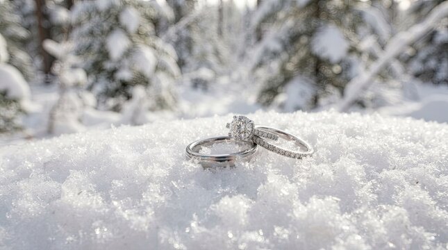 diamond ring in snow