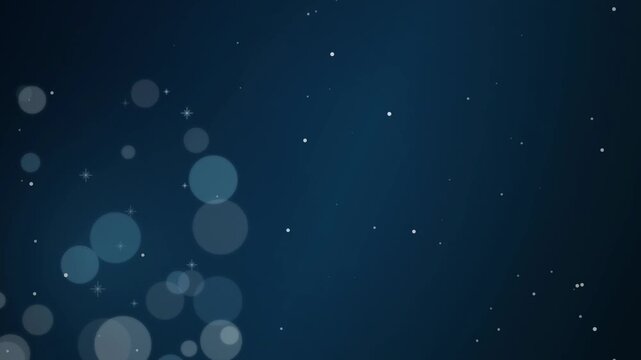 Midnight Blue Snow and Bokeh Particles Winter Background