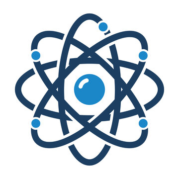Atom structure scientific model vector illustration with science icon physics model atomic structu