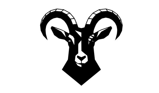 Geometric Goat Illustration, Modern Stylized Farm Animal Vector