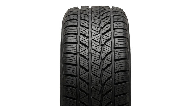 Black winter car tire tread pattern close up for safe seasonal driving and automotive maintenance design.