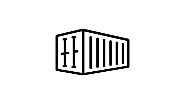 Intermodal cargo container line icon representing global trade transport.