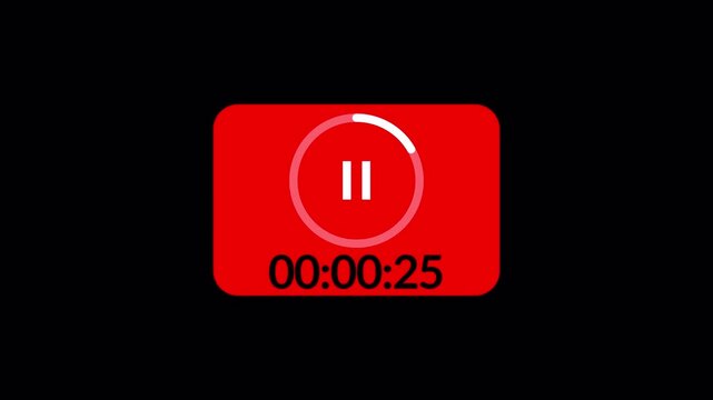 Animated 30 seconds countdown timer with play button sign animation in 4k animation with alpha channel  30 seconds timer  with play sign animated on transparent background 