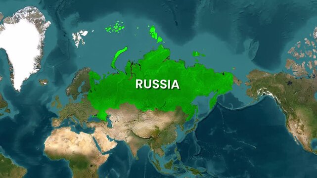 Animated map footage showcasing Saint Petersburg location within Russian territory borders