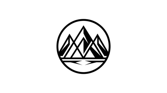 Stylized geometric mountain logo design icon inside a circle vector illustration isolated on white background