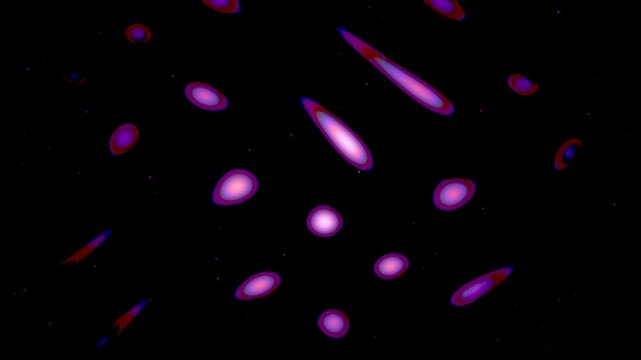 Purple Pink Silky Caustic Light Shapes on Black Background