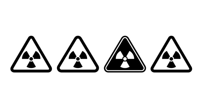 Set of nuclear radiation danger warning icons.