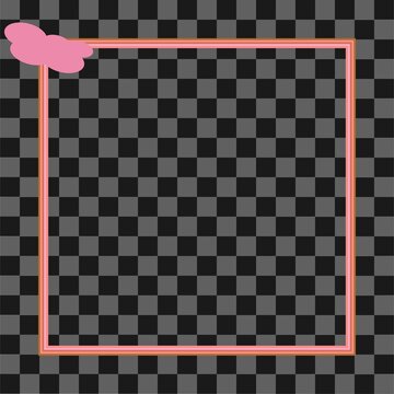 Pink cloud and neon border on checkerboard background