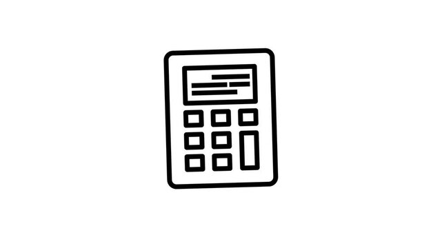 Minimalist Line Art Calculator Icon Animation on White Background.