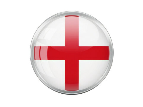 Glossy button with the flag of england isolated on transparent background
