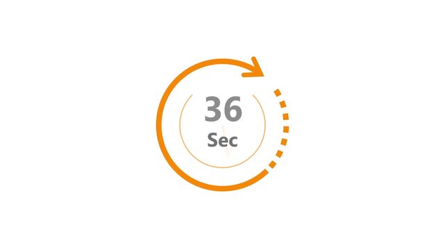 Animated circular countdown timer with numbers and seconds indication on white background