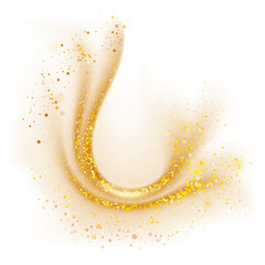 Obraz premium Golden sparkling decoration. Magical dust wave on transparent background. Gold glitter abstract wave. Luxury festive decoration for any holidays