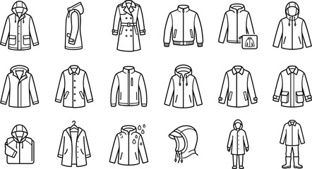 Raincoat and winter jacket icon set for autumn apparel outerwear fashion conceptRaincoat and winter jacket icon set for autumn apparel outerwear fashion concept © AFIZUL