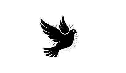 Fototapeta premium Minimal Flying Dove Peace Symbol Black Vector Silhouette Icon