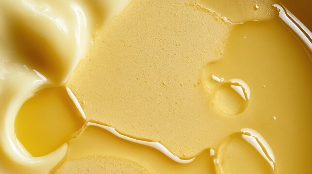 Pale beurre blanc butter sauce in warm cream is shown from above, highlighting its texture and simplicity in French cuisine.