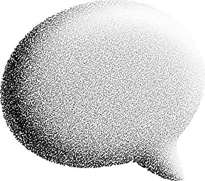 Halftone stipple retro speech bubble with grunge transparent dotted design in digital nostalgia style