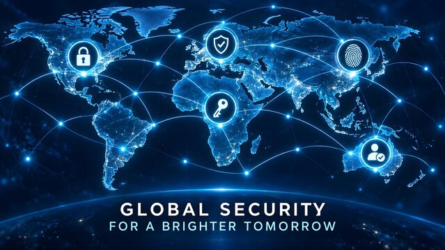 Global cybersecurity network map representing international data protection and worldwide internet privacy infrastructure
