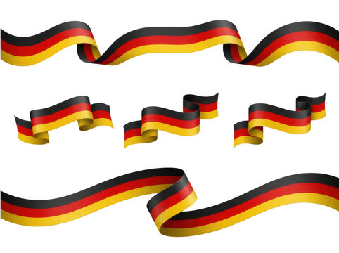 Set of wavy ribbons with the german flag colors isolated on transparent background