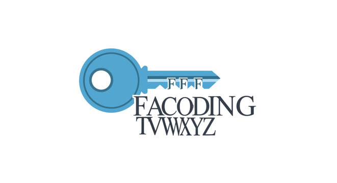 Blue Key Logo with Text Facoding and FFF