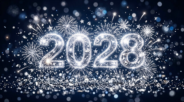 Sparkling Diamond 2028 Fireworks Celebration Background