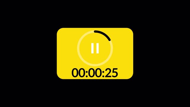 Animated 30 seconds countdown timer with play button sign animation in 4k animation with alpha channel  30 seconds timer  with play sign animated on transparent background 