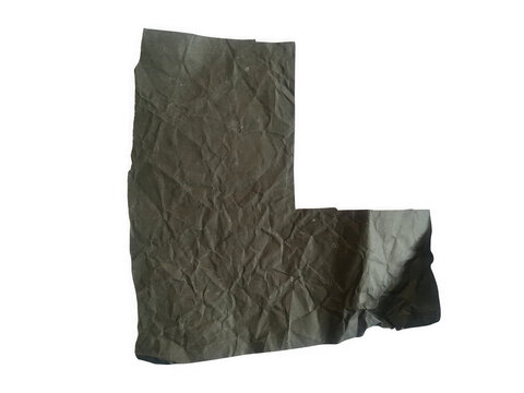 Rough dark grey stone texture shaped like the letter l isolated on transparent background