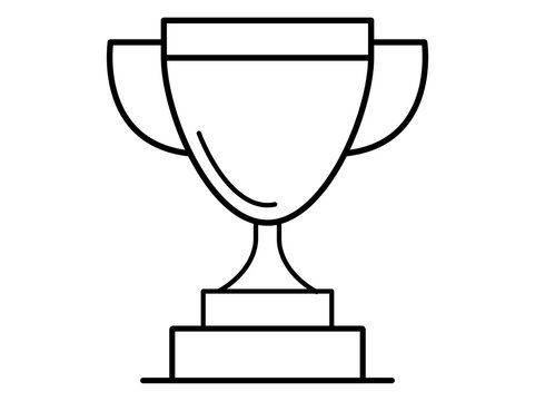 Gold Champion Trophy Cup Award Line Symbol Clipart On Transparent Background