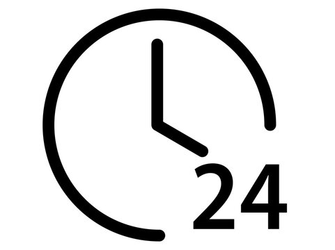 Twenty Four Hour Service Wall Clock Symbol Icon On Transparent Background