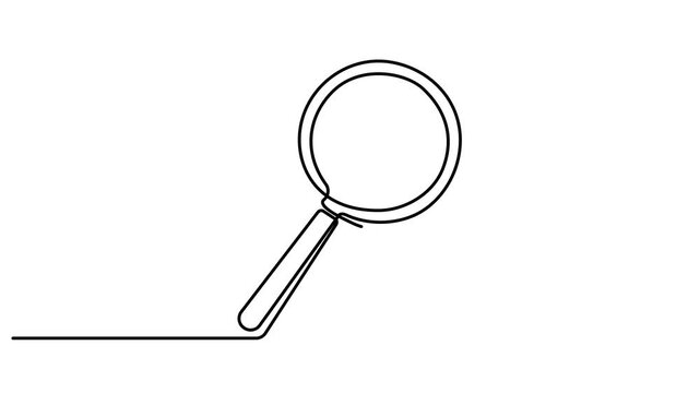 Magnifying glass continuous one line drawing animation, Animation of a single line drawing of a magnifying glass, Full length single line art animation. Full length one line animation 4k video