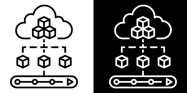 Cloud Native two-tone version in black and white background