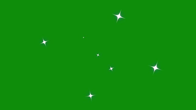 Twinkle shiny glowing stars, fairy twinkle stars on green screen, Glitter sparkle animated green screen, Star twinkling animation, blinking light effect. green screen 4k.