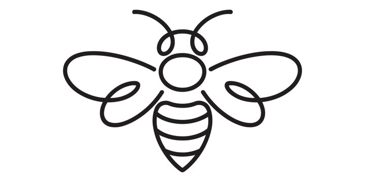 Simple line art icon of a honey bee
