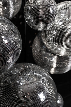 Disco mirrorball installation background creating nightlife atmosphere