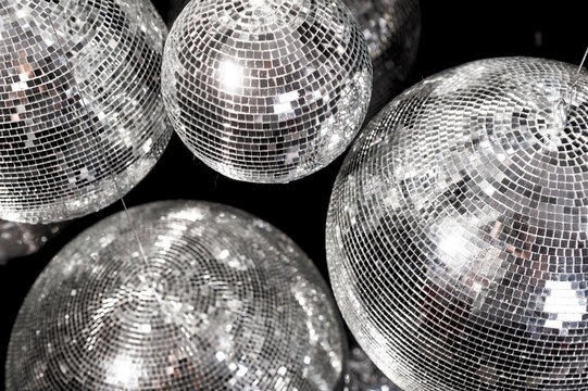 Disco mirrorball installation background creating nightlife atmosphere
