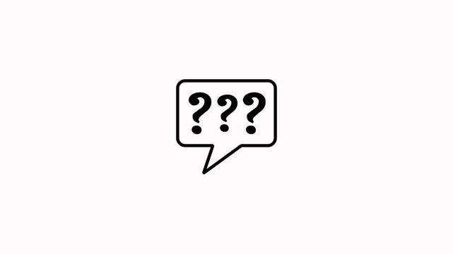 Three question mark icon with speech bubble animation on white background. Punctuation mark with massage boxes animation for FAQ support, problem solving, quizzes, confusion or decision making concept