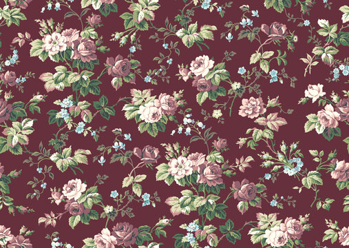 cherry blossom seamless pattern with brown background