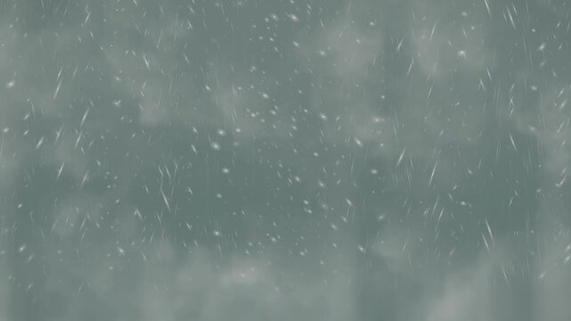 Heavy rain and snowfall falling against dark cloudy sky animation background loop