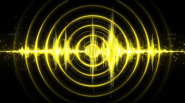 Digital audio waveform with concentric sound rings