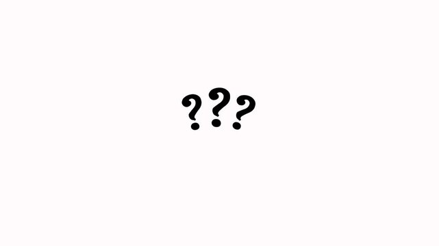 Three question mark icon loop animation on white background. Punctuation mark animation for FAQ support, problem solving, quizzes, confusion or decision making concepts with alpha channel