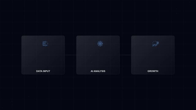 Digital interface icons for data processing and business growth