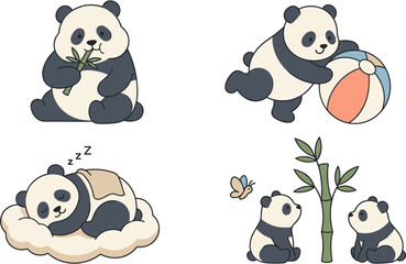 Cute panda bear cute cartoon character collection © Grafisio Marker