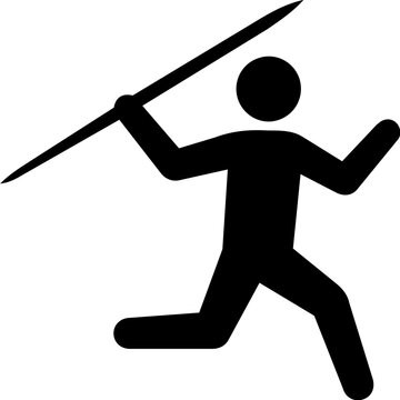 Black silhouette icon of a javelin thrower