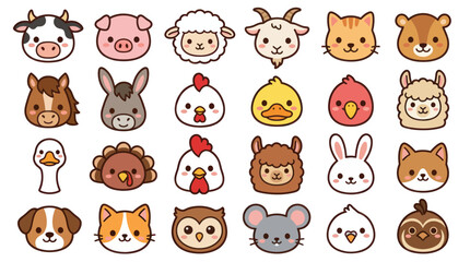 Obraz premium Cute animal faces collection