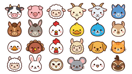Obraz premium Cute animal faces collection