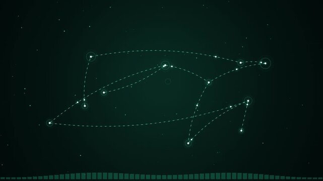 Abstract digital connection network with glowing nodes and lines forming a constellation pattern