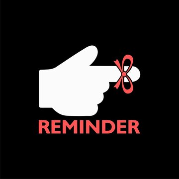 Reminder finger sign icon isolated on black background