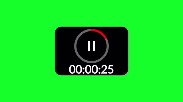 Animated 30 seconds countdown timer with play button sign animation in 4k animation with alpha channel  30 seconds timer  with play sign animated on transparent background 