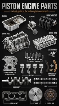 Piston Engine Components Visual Guide and Mechanical Diagram