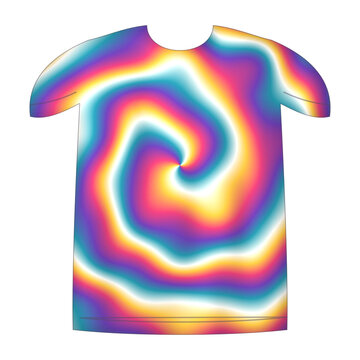 Tie Dye T Shirt Mockup Rainbow Spiral Swirl Hippie Tee Transparent Background